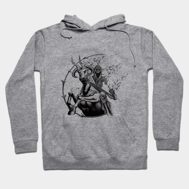 Death Warrior Riding a Mythical Beast while Disintegrating Hoodie by Tred85